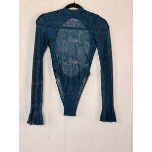 Current Mood Dolls Kill Womens Floral Lace Open Back Mock Neck Bodysuit Size XS